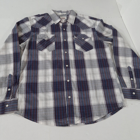 Levi's Plaid Pearl Snap Button Western Shirt - Picture 3 of 6